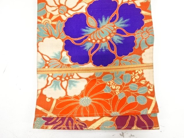  アンティーク　牡丹模様織り出し子供帯（材料）